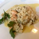 O risotto de camarões com funghi